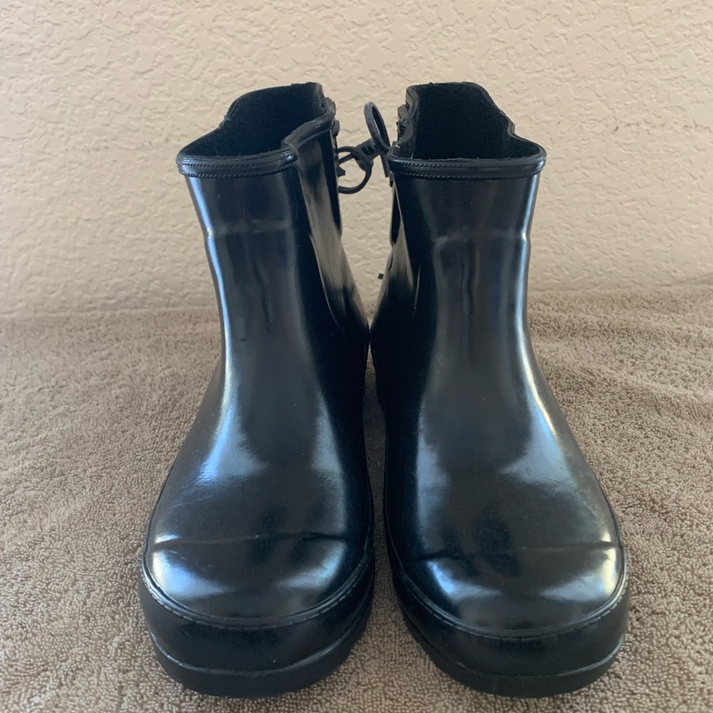Sperry  Short Walker Turf Rain Ankle Boot Bootie Black Patent Sz7